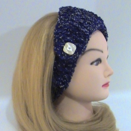 Повязка махровая вязаная, цвет: микс синего, черного и белого