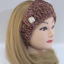 Повязка махровая вязаная светло - бордовая