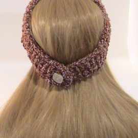 Повязка махровая вязаная светло - бордовая