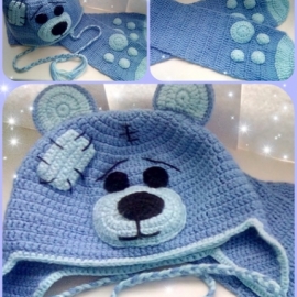 Шапка+ шарф Мишка Тедди( комплект)