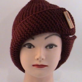 Шапка Робин-бордо вязаная полушерстяная крупная вязка