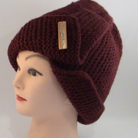 Шапка Робин-бордо вязаная полушерстяная крупная вязка