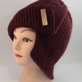 Шапка Робин-бордо вязаная полушерстяная крупная вязка