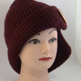 Шапка Робин-бордо вязаная полушерстяная крупная вязка