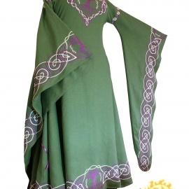 Средневековое льняное платье Дана; Фэнтези; Вышитое