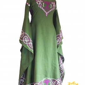 Средневековое льняное платье Дана; Фэнтези; Вышитое